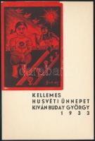 Buday György (1907-1990): Kellemes húsvéti ünnepeket kíván Buday György, 1933. Linómetszet, papír, jelzett a metszeten, 10×7 cm