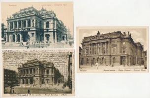 Budapest - 3 db RÉGI város képeslap: Operaház és Nemzeti Színház