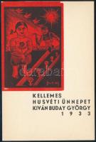 Buday György (1907-1990): Kellemes húsvéti ünnepeket kíván Buday György, 1933. Linómetszet, papír, jelzett a metszeten, 10×7 cm