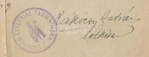 1941 Rákóczy István tarnamérai lelkész aláírása okmányon