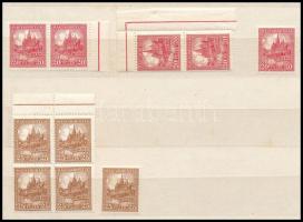 1926 5 db Pengő-fillér I. B sor, 14 : 14 1/4 fogazással, közte összefüggések (90.000)