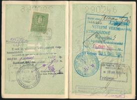 1932 Bp., A Magyar Királyság által kiállított fényképes útlevél Zemann győző részére, 2 db csehszlov...