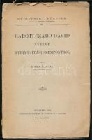 Klemm I. Antal: Baróti Szabó Dávid nyelve nyelvújítási szempontból Bp., 1908. Athenaeum. 70p. Kiadói papírbortíóval