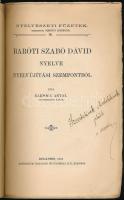 Klemm I. Antal: Baróti Szabó Dávid nyelve nyelvújítási szempontból Bp., 1908. Athenaeum. 70p. Kiadói...