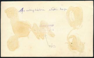 cca 1940-1943 Katonák csoportképe, Könnyű József pécsi fényképész felvétele, 16×9,5 cm