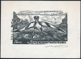 Nagy László Lázár (1935-2019): Ex libris Szepesváriné Rácz Mária. Fametszet, papír, jelzett, 6×10 cm