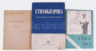 Egy nagy ládányi nagyrészt néprajzi és zenetörténeti témájú könyv, különlenyomat