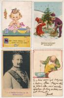 17 db főleg RÉGI motívum képeslap vegyes témában: katonai, üdvözlőlap, művészlap, vallás, gyerek, közte litho, közte 4 modern / 17 mainly pre-1945 motive postcards in various topics: military, greetings, art, religion, children, with 4 modern ones and lithos