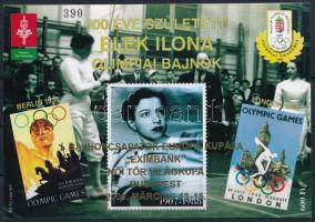 2009 100 éve született Elek Ilona emlékív "BAJNOKCSAPATOK EURÓPA KUPÁJA EXIMBANK NŐI TŐR VILÁGKUPA BUDAPEST" arany dombornyomással