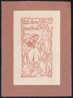 Nagy Sándor (1868-1950): Ex libris dr. Leop. Pitta (erotikus szecessziós könyvjegy). Vonalas klisé, ...