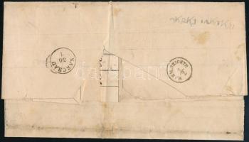 ~1855 9kr hármascsík levélen "MISKOLCZ" (hajtásnyom, sérülések a levélen / folded, damages...