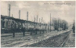 1917 Orsova, Rumän. Kriegszerstörungen / Első világháborús román pusztítás a városban. Hutterer G. kiadása / WWI K.u.K. military, Romanian destruction in the town (ragasztónyom / glue marks)