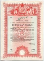 1950. Budapest "Békekölcsön" nyereménykölcsön 200Ft-ról, "MINTA!" bélyegzéssel, sorszám nélkül szárazpecséttel T:VF,F szép papír