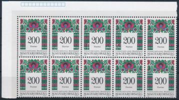1998 Magyar népművészet IX. 200Ft ívsarki tízestömb (30.000)