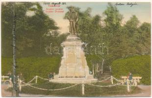 1910 Temesvár, Timisoara; Scudier szobor. Gerő kiadása / Anton Scudier-Denkmal / monument (kicsit ázott sarok / slightly wet corner)