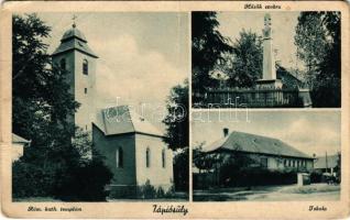 Tápiósüly, Tápiósüly-Tápiósáp (Sülysáp); Római katolikus templom, Hősök szobra, iskola. Hangya kiadása (gyűrődések / creases)