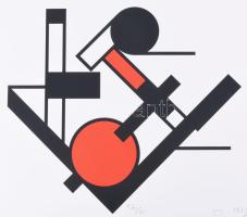 Erich Buchholz (1891-1972): Konstruktivista kompozíció (cím nélkül), 1921-1971. Szitanyomat, papír. ...