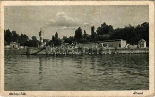 Balatonlelle, strand, fürdőzők (Rb)