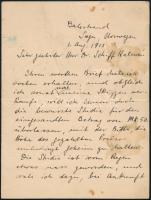 1912 Hans Dahl (1849-1937) norvég festő saját kezű, aláírt levele