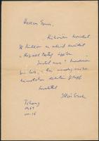 1964 Illyés Gyula (1902-1983) író, költő saját kezű levele + boríték