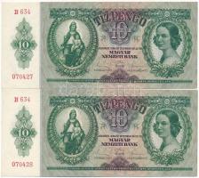 1936. 10P (2x) sorszámkövetők "B 634 070427 - B 634 070428" T:XF Adamo P9