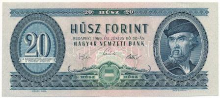 1969. 20Ft "C 390 138884" T:XF,VF, keresztirányú görgőlenyomat Adamo F15