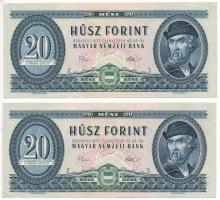 1975. 20Ft (2x) közeli sorszámok "C 215 046030" + "C 215 046032" T:XF Adamo F16
