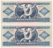 1975. 20Ft (2x) közeli sorszámok "C 215 046030" + "C 215 046032" T:XF
Adamo F16