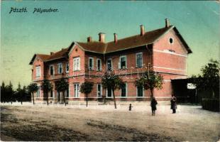 1912 Pásztó, pályaudvar, vasútállomás. Földes Adolf kiadása (EB)