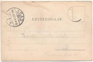 1903 Temesújfalu, Temesvár-Újfalu, Neudorf; Kreutzgasse mit Dreifaltigkeit-Monument / Kereszt utca, ...