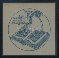 Nánay Árpád (-): Ex libris Aczél Magda (szecessziós könyvjegy). Klisé, papír, jelzett a nyomaton. Lap teteje kartonra kasírozva. d: 6 cm