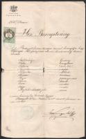 1874 Bp., Kamermayer Károly (1829-1897) Budapest polgármesterének aláírása bizonyítványon