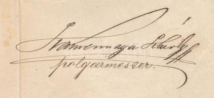 1874 Bp., Kamermayer Károly (1829-1897) Budapest polgármesterének aláírása bizonyítványon