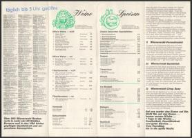 cca 1968 Wienerwald bajor étterem étlapja