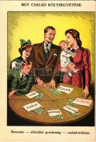 1943 Biztosítási Napok reklámlapja. Egy család költségvetése (Beosztás - előrelátó gondosság - családvédelem) Dr Geszler Ödön / Hungarian insurance day advertisement. A family's budget + So. Stpl (EK)