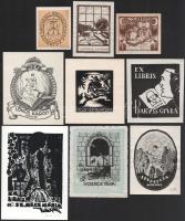 Klf. alkotók (Kner Albert, Radnayné Bauer Erzsébet, Almásy Denise stb.): 9 db ex libris. Klf. technikák, papír, jelzett a metszeten, klf. méretekben.