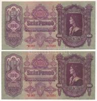 1930. 100P (2x) egyugrásos sorszámkövetők, csillagos sorozatszámmal "E 087 017499" és "E 087 017501" T:XF
