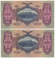 1930. 100P (2x) egyugrásos sorszámkövetők, csillagos sorozatszámmal "E 087 017499" és &quo...