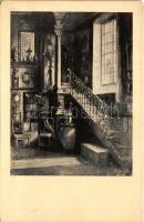 Sopron, interieur a Storno műteremből. Storno Miksa festménye után