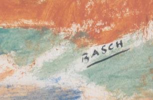 Basch Andor (1885-1944): Vasút mentén. Akvarell, tus, papír, papír, jelzett, üvegezett fakeretben, 3...