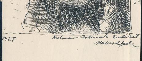 Halvax Gyula (1906-1984): 2 db női portré. Tus, papír, egyik jelzett és datált, 11x10 és 11,5x8 cm