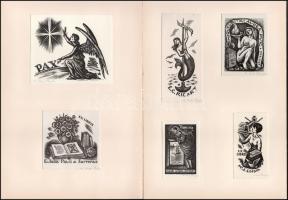 Antonio Ollé y Pinell (1897-1981): össz. 10 db ex libris (3 db paszpartuban), közte 2 db erotikus. Fametszet, papír, mindegyik jelzett, 7,5x4,5 és 9,5x11 cm közötti méretekben.