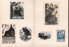 Enric Cristofor Ricart i Nin (1893-1960) : össz. 6 db ex libris (2 db paszpartuban). Fametszet, papír, jelzett a metszeten, klf. méretekben.