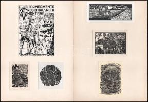 Julio Fernández Sáez (1924-) (1924-): össz. 6 db ex libris és kisgrafika (2 db paszpartuban), közte egy db erotikus. Klf. tchnikák, papír, jelzett a nyomaton, klf. méretekben.