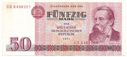 Német Demokratikus Köztársaság 1971. 50M "CB 6498201" T:F szép papír German Democratic Republic 1971. 50 Mark "CB 6498201" C:F fine paper Krause 30.