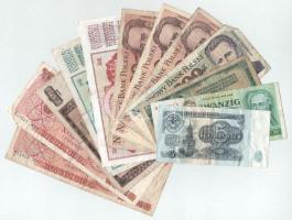 Vegyes 12db-os bankjegy tétel, közte NDK 1964. 5M T:F,VG Mixed 12pcs of banknotes lot, including GDR 1964. 5 Mark C:F,VG