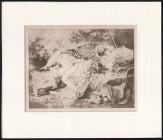 Zichy Mihály (1827-1906): Erotikus jelenet. Cinkográfia, papír, jelzés nélkül, paszpartuban, 14×18 cm