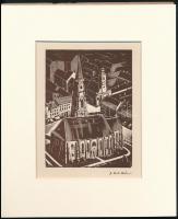 Gáborjáni Szabó Kálmán (1897-1955): Kolozsvár. Fametszet, papír, jelzett a metszeten, paszpartuban, 13,5×10 cm