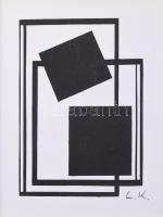 Kassák Lajos (1887-1967): Geometrikus kompozíció. Nyomat, papír, utólagos jelzéssel, paszpartuban, 13,5×9,5 cm