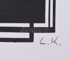 Kassák Lajos (1887-1967): Geometrikus kompozíció. Nyomat, papír, utólagos jelzéssel, paszpartuban, 1...